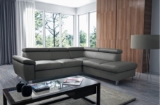 canapé d'angle en cuir italien de luxe 5 places lutece gris foncé, angle droit