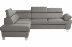 canapé d'angle en cuir italien de luxe 5 places lutece gris clair, angle gauche