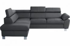canapé d'angle en cuir italien de luxe 5 places lutece gris foncé, angle gauche