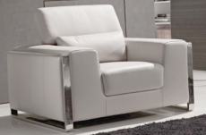 fauteuil 1 place en cuir italien buffle luxy, blanc