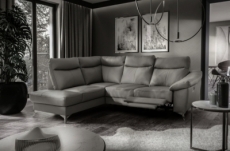 - canapé d'angle en cuir italien de luxe 5 places luzerne, avec relax électrique et coffre, gris foncé, angle gauche