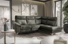canapé d'angle en cuir italien de luxe 5 places luzini gris foncé, angle droit