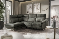 canapé d'angle en cuir italien de luxe 5 places luzini gris foncé, angle gauche