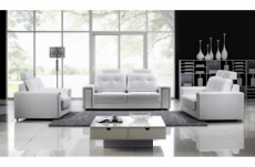 ensemble de 2 canapé 2 places et 1 fauteuil en cuir prestige luxe haut de gamme italien matignon, blanc