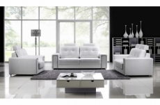 ensemble de 2 canapés 2 places et d'un fauteuil en cuir prestige luxe haut de gamme italien matignon, blanc