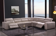 canapé d'angle double relax en cuir de buffle italien de luxe 7/8 places maxirelax, beige, angle droit