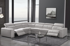 canapé d'angle double relax cuir de buffle italien de luxe 7/8 places maxirelax, blanc, angle gauche