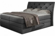 ensemble boxspring complet tête de lit + sommiers + matelas + surmatelas miro tissu luxe gris foncé - 180x200 cm