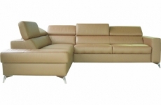 - canapé d'angle convertible en cuir italien de luxe 5/6 places avec coffre, monza, beige, angle gauche