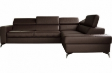 canapé d'angle convertible en cuir italien de luxe 5/6 places avec coffre, monza, chocolat, angle droit