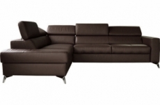 - canapé d'angle convertible en cuir italien de luxe 5/6 places avec coffre, monza, chocolat, angle gauche