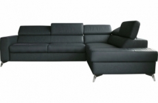 canapé d'angle convertible en cuir italien de luxe 5/6 places avec coffre, monza, gris foncé, angle droit