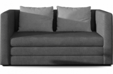canapé 2 places convertible - gris foncé et coussins gris - en tissu de qualité luxe, nelson