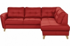 canapé d'angle convertible en cuir italien de luxe 5 places noria avec coffre, rouge foncé, angle droit