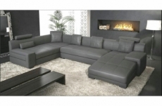 2eme paiement de la commande: canapé d'angle en cuir italien 8 places, venesia, gris foncé, angle gauche, total de la commande 3097 euros