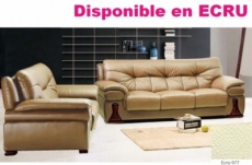 ensemble oxford 2 pièces canapé 3 places + 2 places en cuir luxe italien vachette, écru