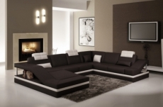 canapé d'angle en cuir italien 8 places perfect, couleur noir uni (tout le canapé en noir, pas de partie blanche), angle droit