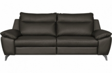 canapé taille 2 places en 100% tout cuir épais de luxe italien, perla, anthracite