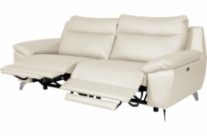 canapé taille 2 places avec 2 relax en 100% tout cuir épais de luxe italien avec 2 relax électriques, perini, blanc cassé