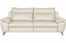 canapé taille 2 places en 100% tout cuir épais de luxe italien, perla, écru