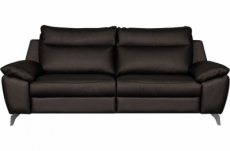 canapé taille 2 places en 100% tout cuir épais de luxe italien, perla, chocolat 