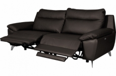 canapé taille 2 places avec 2 relax en 100% tout cuir épais de luxe italien avec 2 relax électriques, perini, chocolat