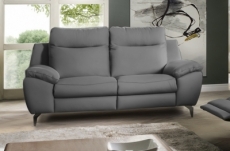 canapé taille 2 places en 100% tout cuir épais de luxe italien, perla, gris