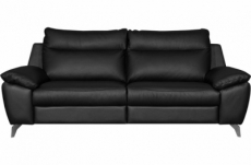 canapé taille 2 places en 100% tout cuir épais de luxe italien, perla, noir 