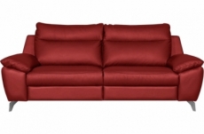 canapé taille 2 places en 100% tout cuir épais de luxe italien, perla, rouge foncé