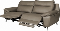 canapé taille 2 places avec 2 relax en 100% tout cuir épais de luxe italien avec 2 relax électriques, perini, taupe