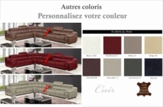 canapé d'angle en cuir buffle italien de luxe 7 places londres couleur personnalisée, angle gauche, canapé personnalisé sur mesure sans le bar