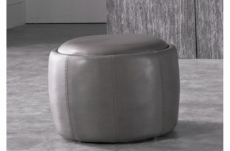 pouf rond buffalino en cuir de buffle (gamme de cuir de buffle), moka