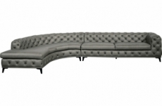 canapé d'angle en 100% tout cuir italien - 7 places prestigo, gris foncé, angle gauche