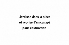 prestation supplémentaire : livraison dans la pièce et reprise d'un canapé pour destruction  