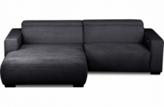 canapé d'angle avec relax électrique , velours cotelé revano, noir, angle gauche