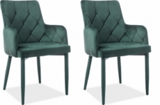 lot de 2 chaises rica en tissu velours de qualité, couleur vert