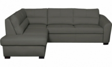 - canapé d'angle convertible en cuir italien de luxe 5 places rinaldi avec coffre, gris foncé, angle gauche (vu de face)