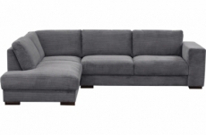 canapé d'angle en velours côtelé luxe 5 places, sandro, gris foncé, angle gauche (vu de face)
