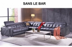 canapé d'angle en cuir buffle italien de luxe londres noir, angle gauche, personnalisé sur mesure sans le bar, 6x sans frais, total de la commande 2128 euros