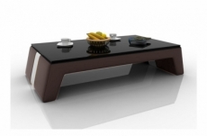 table basse design siara, chocolat et blanc