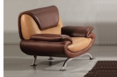 fauteuil 1 place en cuir italien sicilia, beige et chocolat