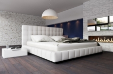 lit design en cuir italien de luxe silver, blanc, 140x190