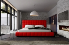 lit design en cuir italien de luxe silver, couleur rouge, 160x200