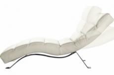 chaise longue réglable multipositions, en cuir de luxe italien, sweet, blanc cassé