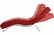 chaise longue réglable multipositions, en cuir de luxe italien, sweet, rouge