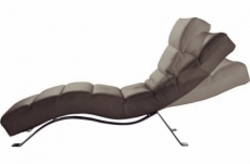chaise longue réglable multipositions, en cuir de luxe italien, sweet, taupe