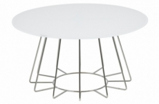 table basse design, plateau de verre blanc, hauteur réglable, casini