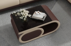 table basse design luxia, chocolat et beige
