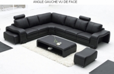 canapé d'angle tender en cuir noir 366 haut de gamme italien  casanoti, angle gauche vu de face