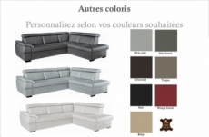 canapé d'angle en cuir italien de luxe 5/6 places tonus, couleur personnalisée, angle droit